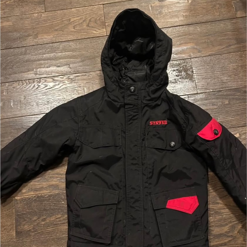 Spyder Kids Puffer Jacket in Black with Red Accents